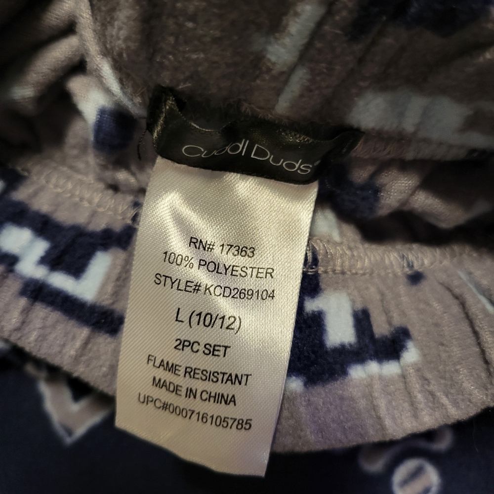 Boys 2 Pack Cuddl Duds Blue and Gray Pajama Pants - Picture 4 of 5